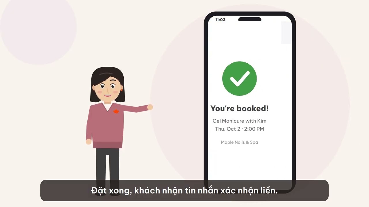 A client's phone showing the booking confirmed