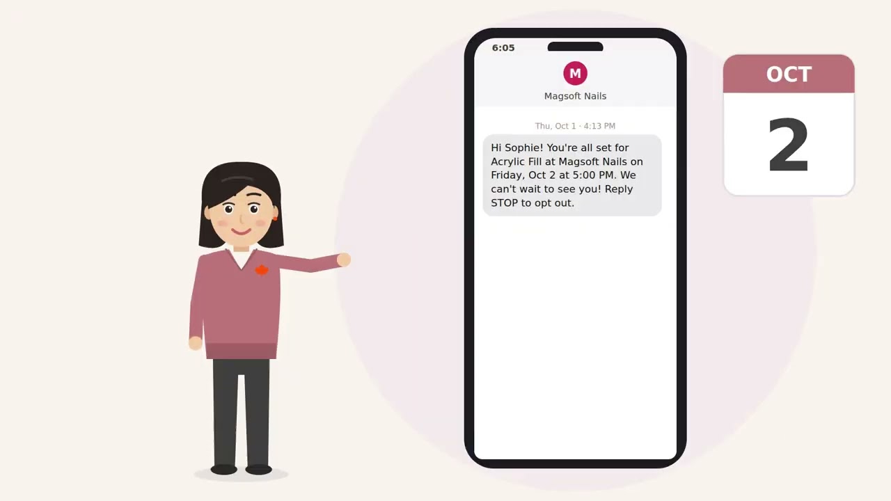 A text conversation with a client on a phone