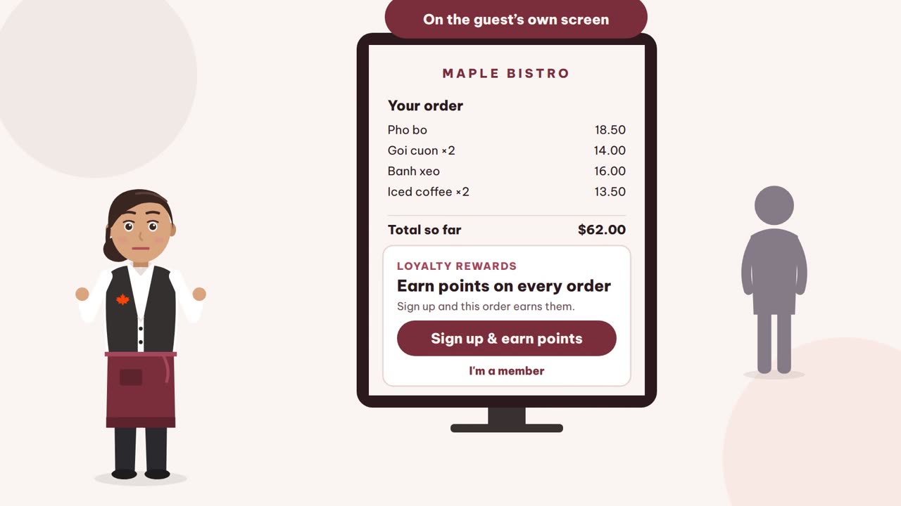 Sign up and earn points on the guest's screen